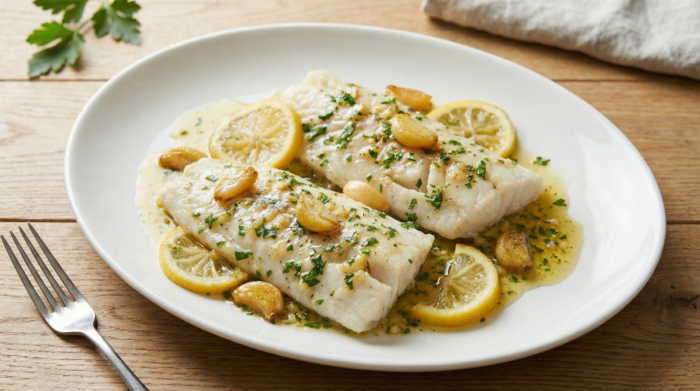 Filetti di Pesce Bianco con Condimento allAglio