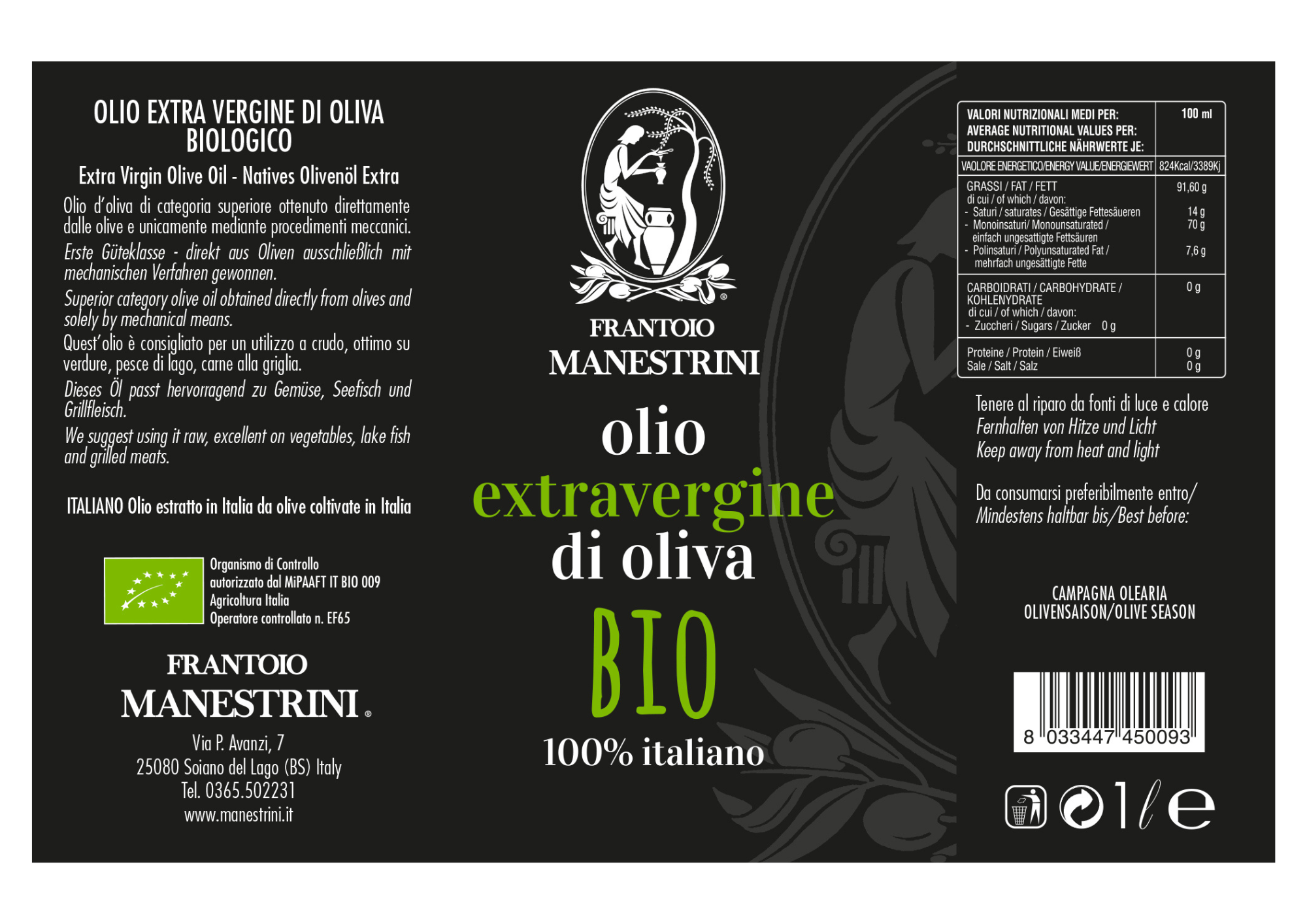 BIO 1LT Olio Extravergine Di Oliva 100% Italiano Biologico - immagine 5
