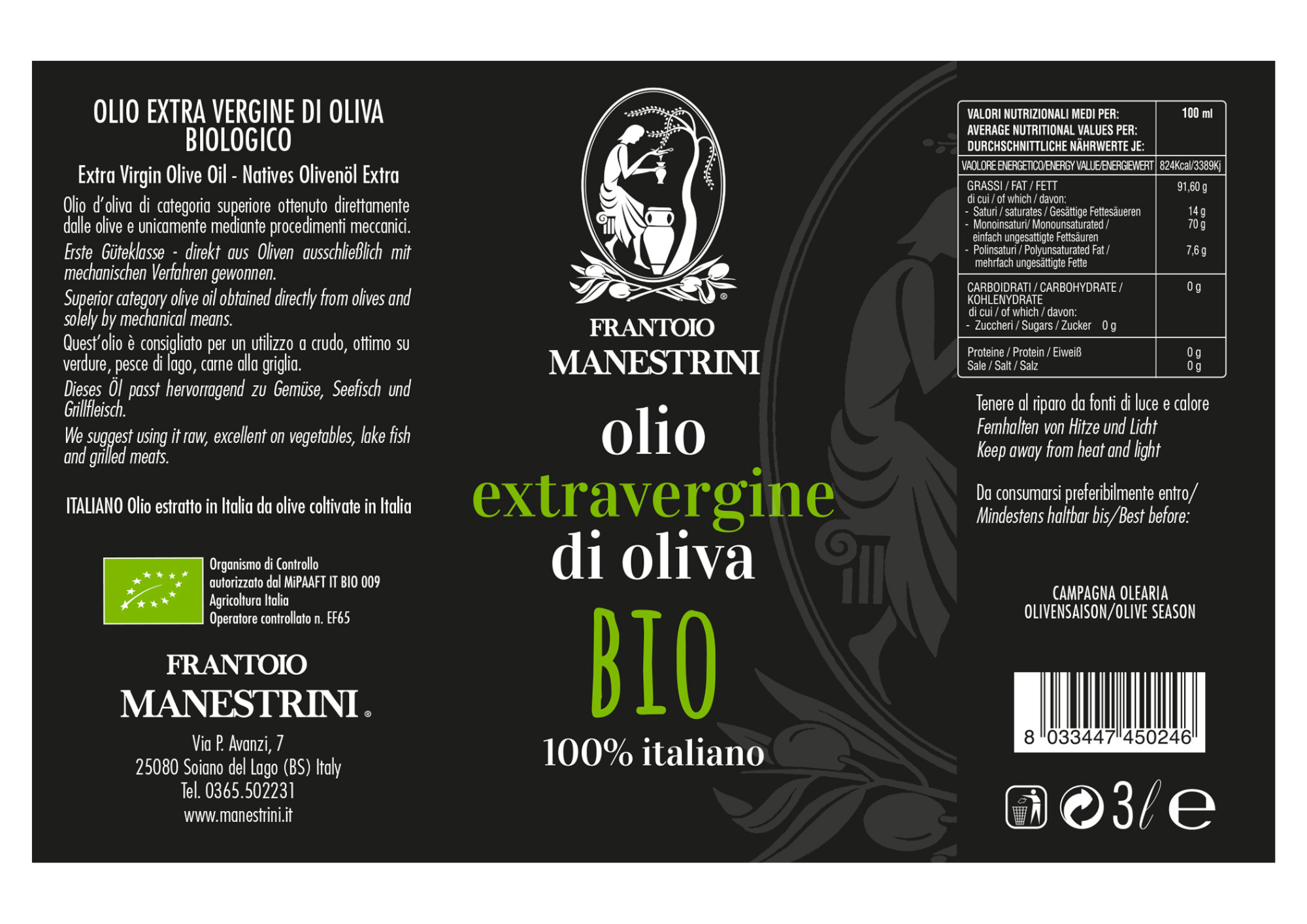 BIO 3LT Olio Extravergine Di Oliva 100% Italiano Biologico - immagine 6